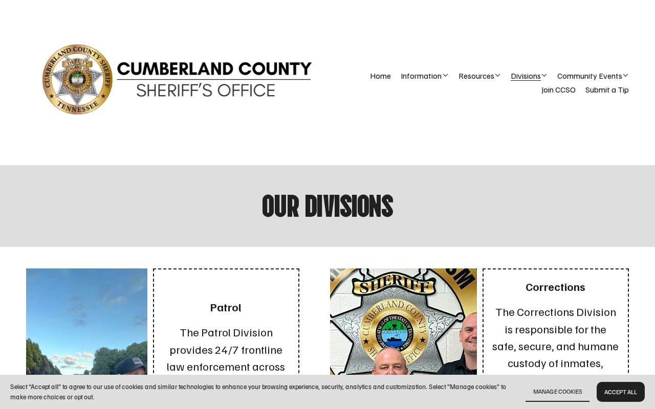 Cumberland County arrest warrants, Sheriff Patrol and Investigations divisions