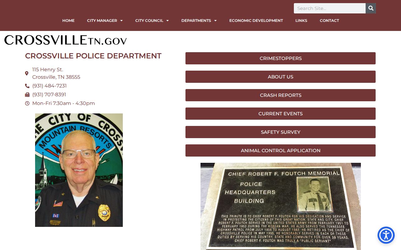 Crossville warrant search, official Crossville Police contact page