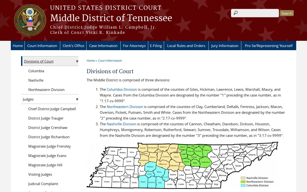 Cumberland County arrest warrant venue, Middle District Northeastern Division